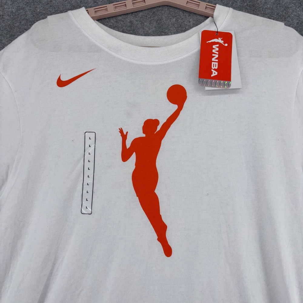 Nike WNBA Logo Graphic T-Shirt White Orange Dri-FIT OR9318-100 Mens L
